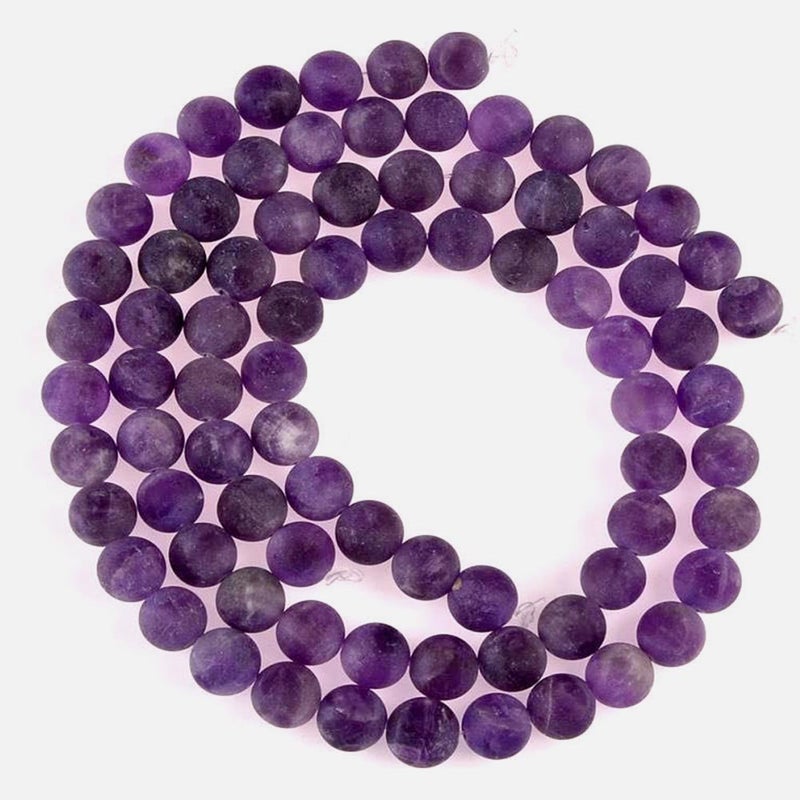 PLTbeads Natural Gemstone Loose Beads Matte Approxi 15.5 inch DIY Bracelet Necklace for Jewelry Making (10mm, Matte Purple Amethyst) - Image 2